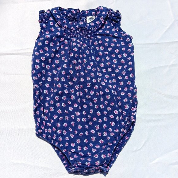 Oshkosh B'gosh Baby Girl Floral Romper Sleeveless Bubble 9M Purple Pink White - Picture 1 of 3